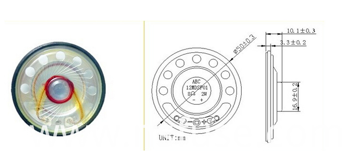 Fbmb5010 8 Ohm 2 Watt 50mm Mylar Waterproof Speaker for Intercom (Fbele)